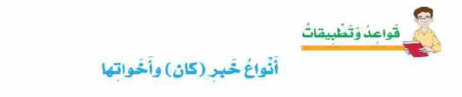 قواعد وتطبيقات: أنواع خبر (كان) وأخواتها
